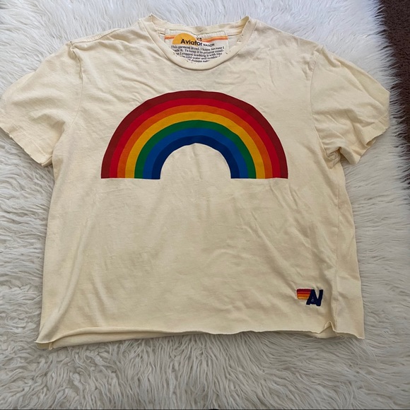 Aviator Nation Tops - Aviator Nation Rainbow Boyfriend Tee